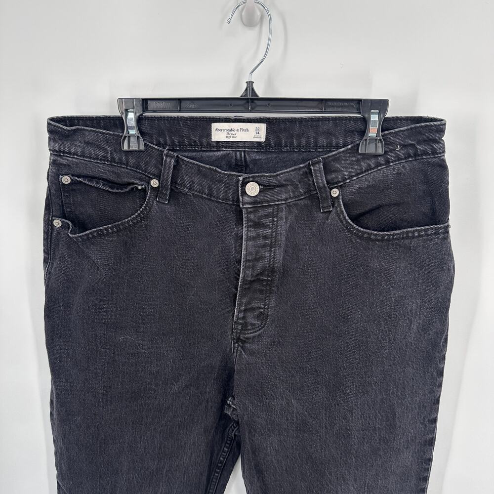 ABERCOMBIE & FITCH The Dad High Rise Black Denim Jean // 14 Long - Picture 2 of 9